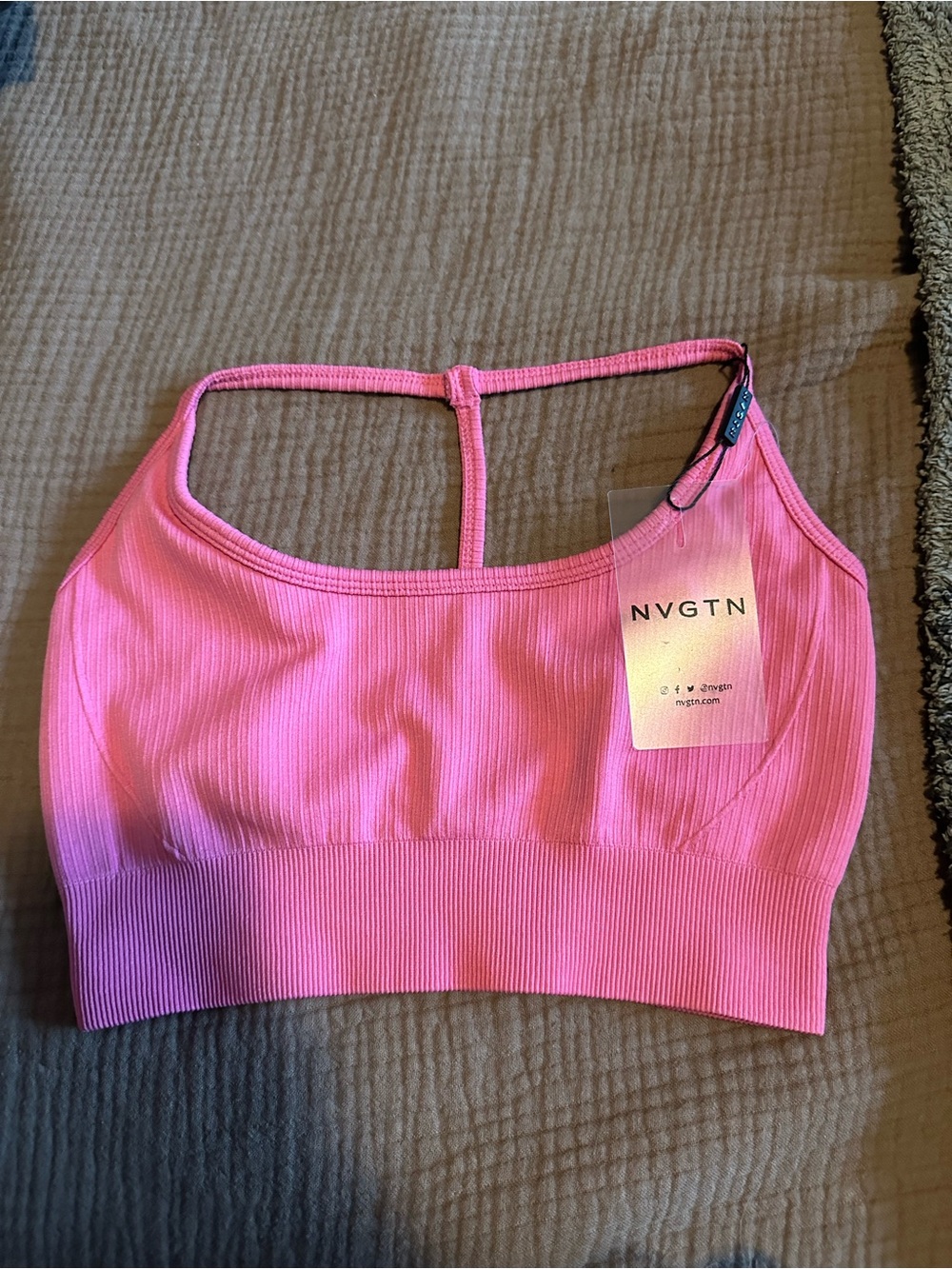 NVGTN Ribbed Pink T-Back Sports Bralette